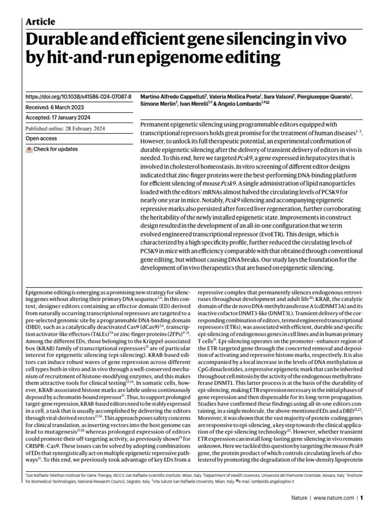 Cholesterol Control By Epigenetics | PDF | Epigenetics | Dna Methylation