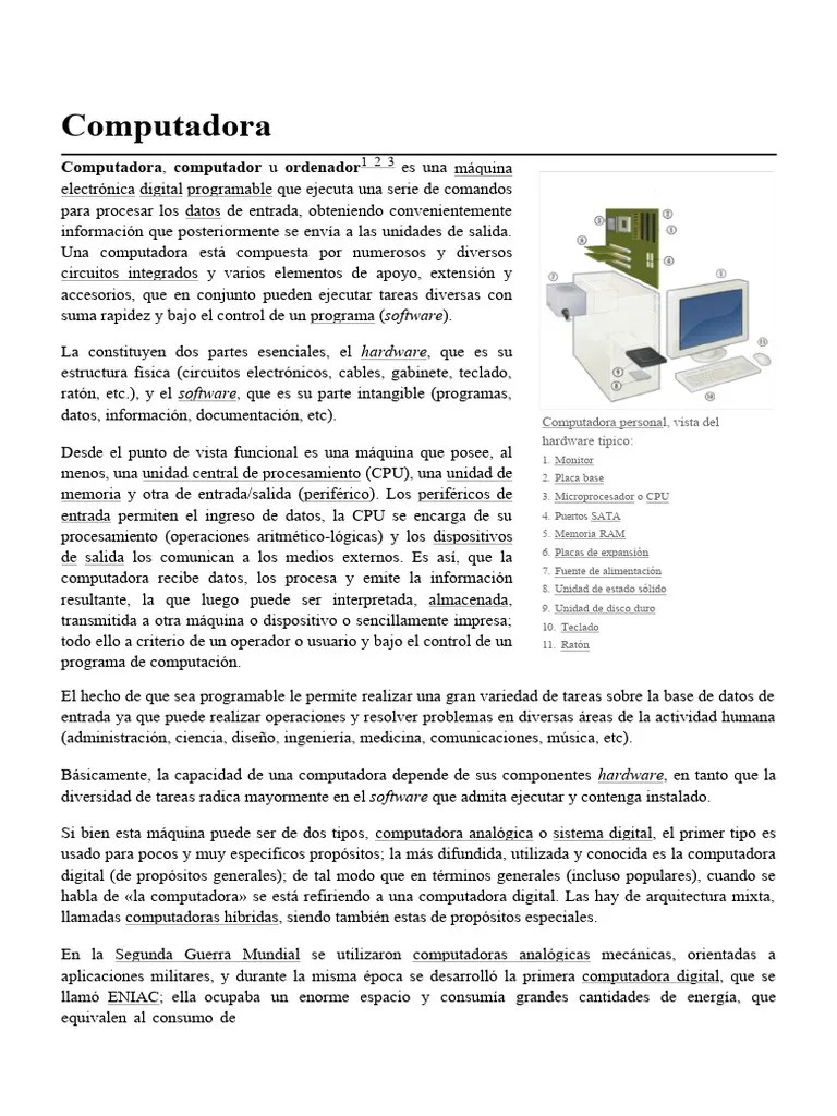La Computadora | PDF | Hardware De La Computadora | Periférico
