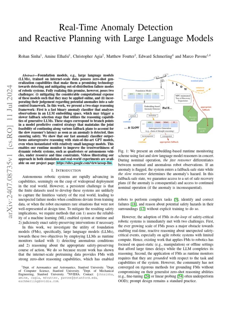 Real-Time Anomaly Detection And Reactive Planning With Large Language Model | PDF | Robotics | Robot