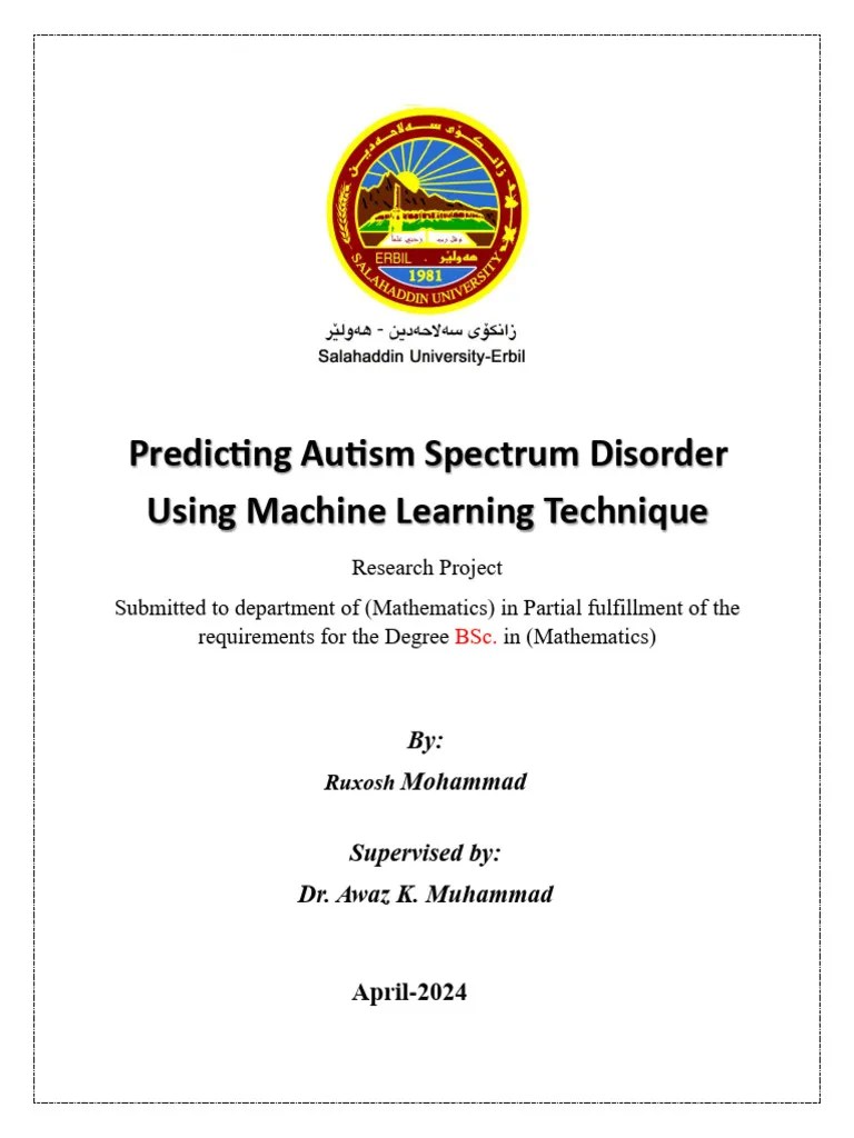 Predicting Autism Spectrum Disorder Using Machine Learning Technique ...