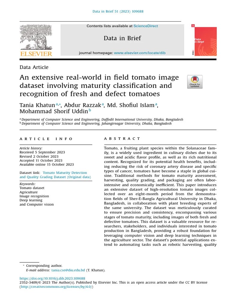 An Extensive Real World In Field Tomato Image Dataset Involving - 2023 ...