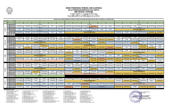 Jadwal Pelajaran Semester Genap 2022 - 2023 Berlaku Mulai Tanggal 25 ...