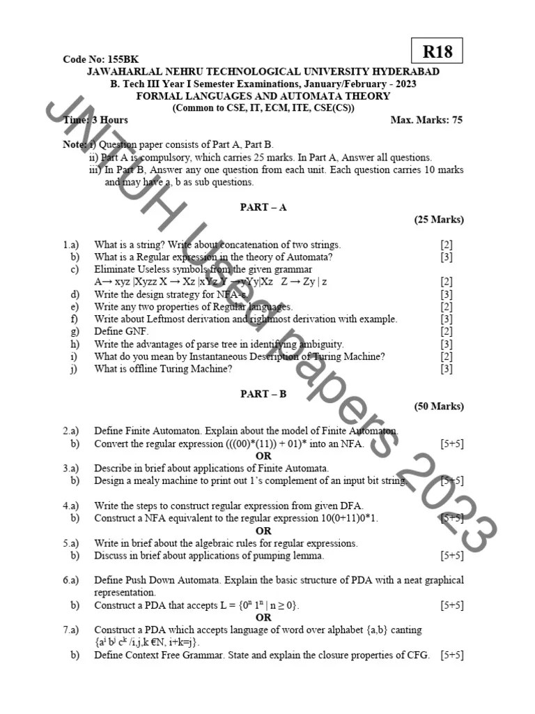 FLAT PYQs | PDF | Regular Expression | Automata Theory