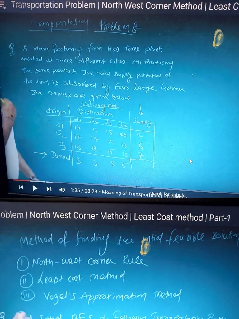 Transportation (North West Corner Rule & Least Cost Method) Question & Numerical | PDF