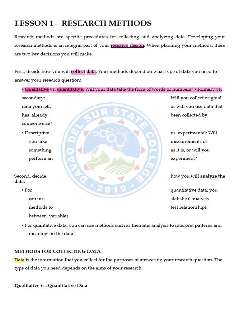 Lesson-1 | Download Free PDF | Qualitative Research | Quantitative Research