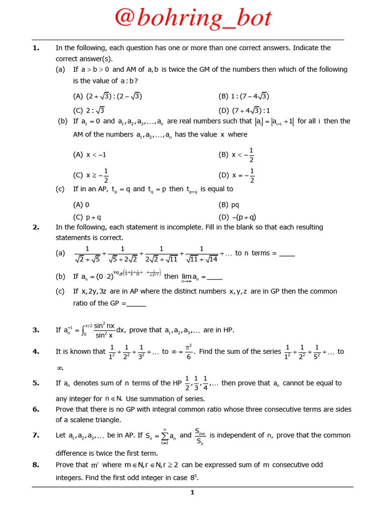 Sequence And Series-Unlocked | PDF | Summation | Mathematical Notation