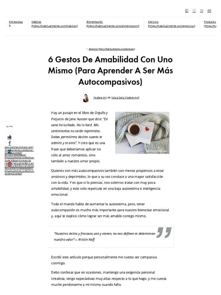 6 Gestos De Amabilidad Con Uno Mismo - Habitualmente | PDF | Las ...