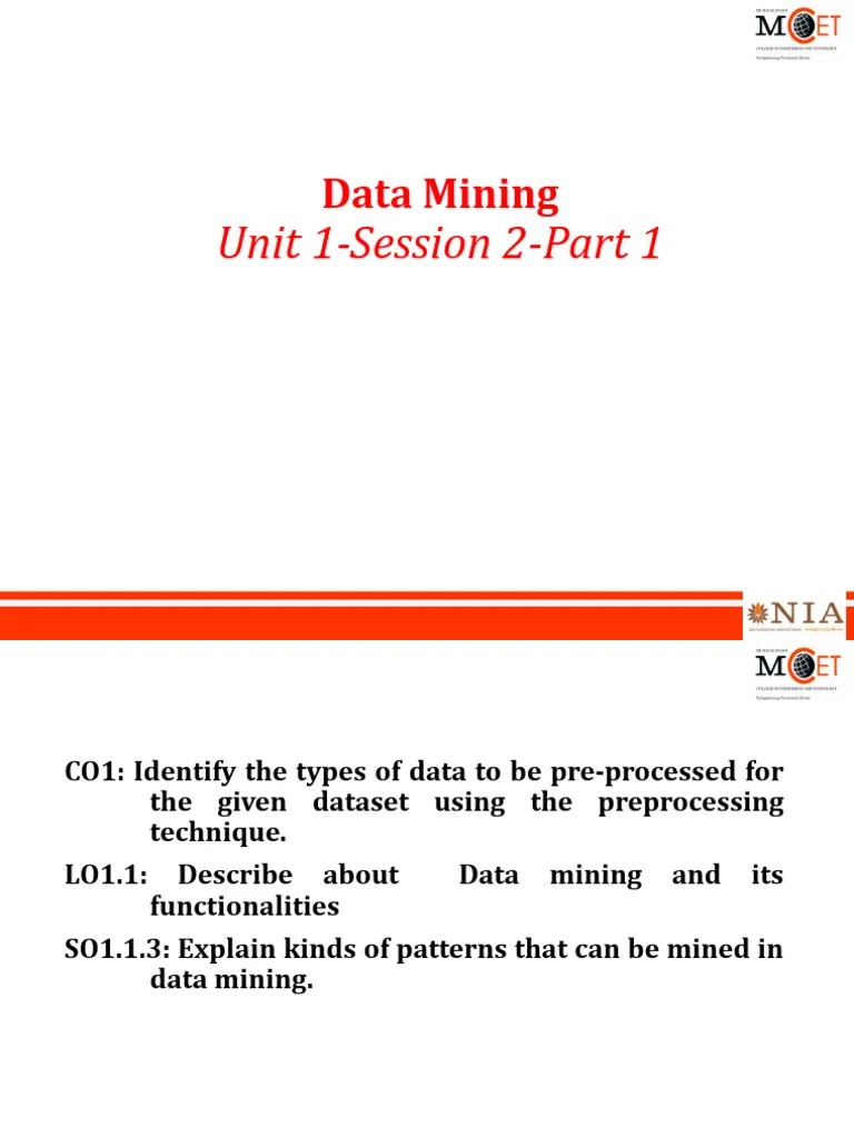 III-IT-Data Mining Unit 1-Session 2-Part1 | PDF | Data Mining | Data