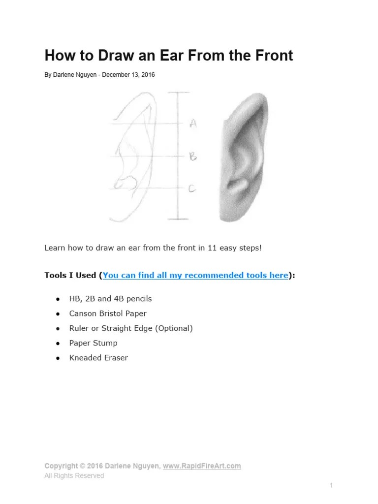 RapidFireArt Tutorials How To Draw An Ear Front View | Download Free ...