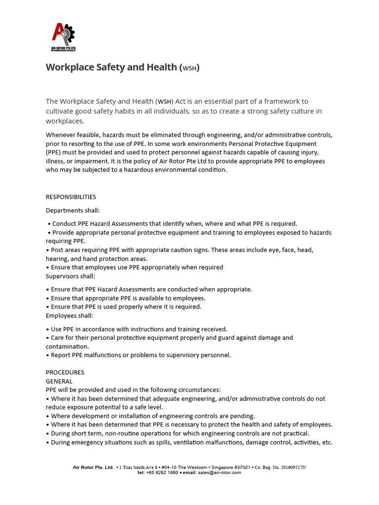 PPE Policy | PDF | Personal Protective Equipment | Working Conditions