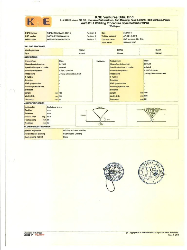 Aws D1.1 Wps Wqt For Smaw | PDF