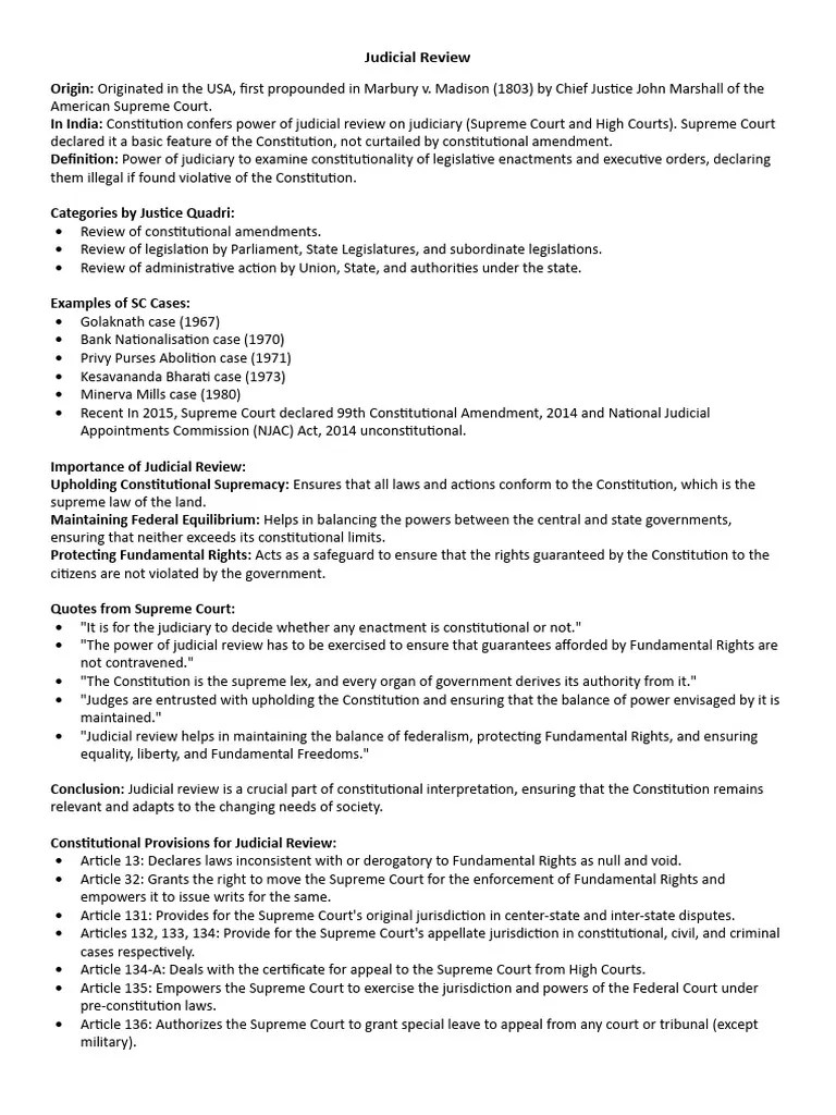 Judicial Review, Judicial Activism, PIL | PDF | Judicial Review | Separation Of Powers