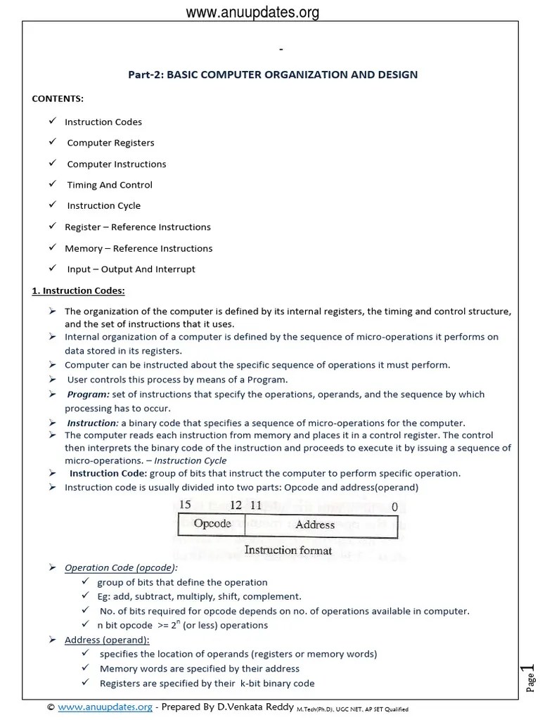 Basic Computer Organization And Design | PDF | Input/Output | Bit