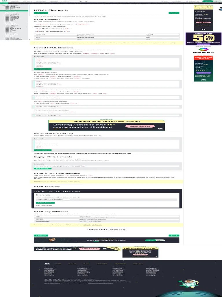 HTML Elements | PDF | Html Element | Html