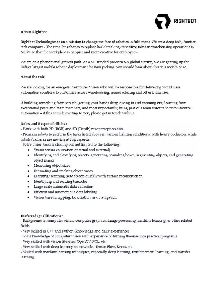 JD Computer Vision | PDF | Computer Vision | Cognitive Science