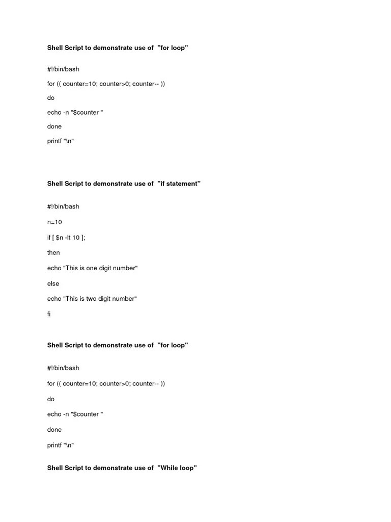 Shell Script Examples | PDF | Computer Programming