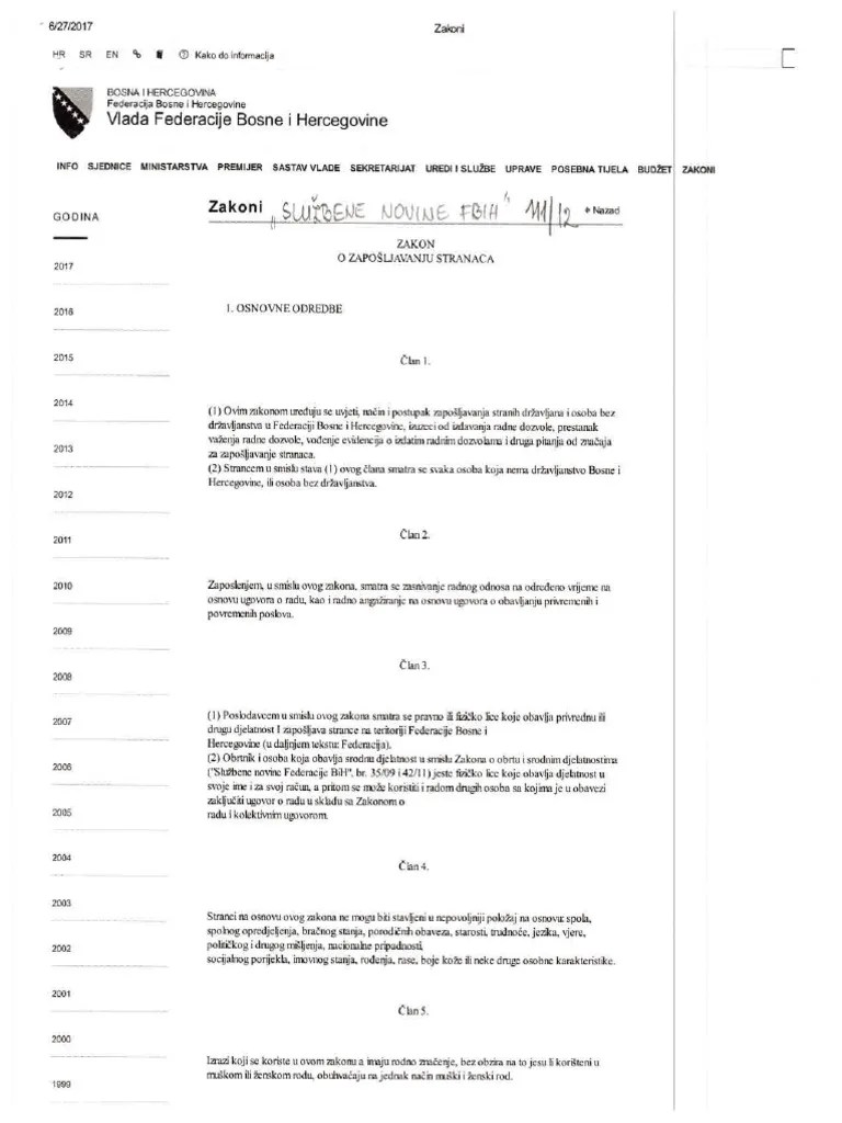 Zakon O Zaposljavanju Stranaca | PDF
