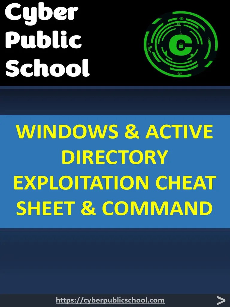 WINDOW & ACTIVE DIRECTORY EXPLOITATION CHEAT SHEET | PDF | Windows ...