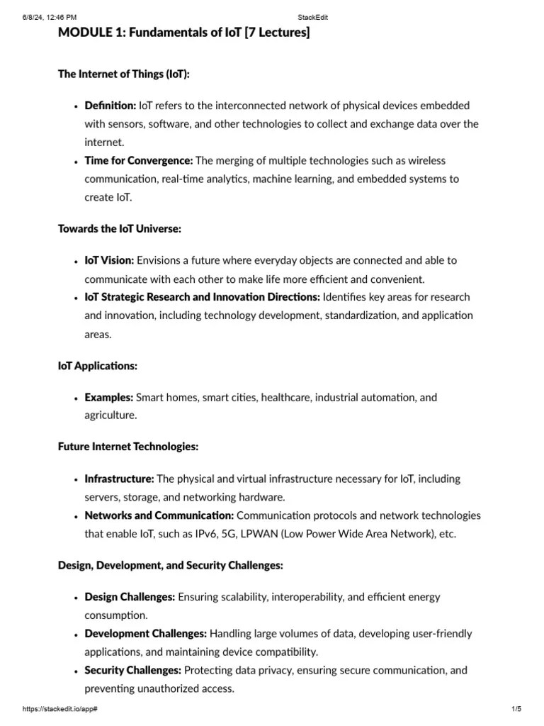 IOT Syllabus Summary | PDF | Internet Of Things | Computer Network