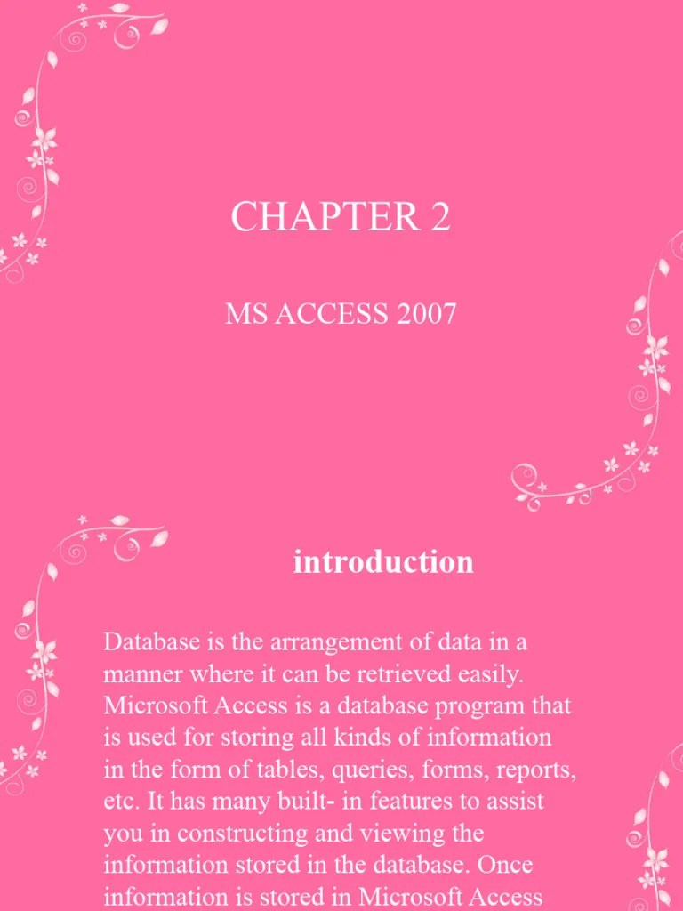 Chapter 2access | PDF | Databases | Microsoft Access