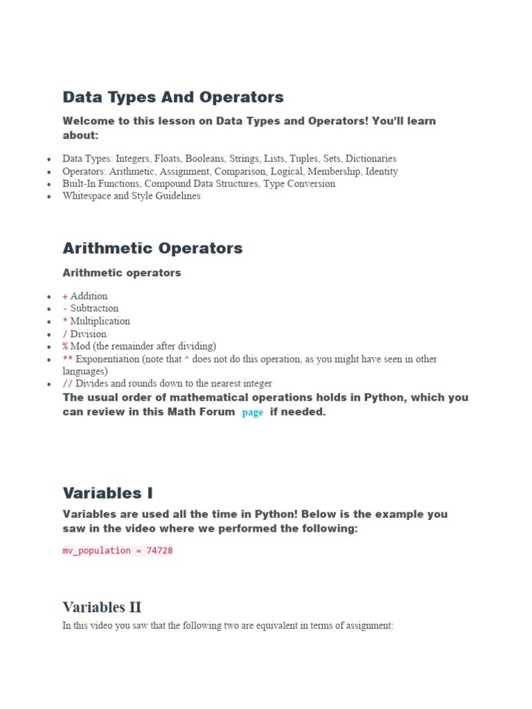 Lesson2-python | PDF | Boolean Data Type | Data Type