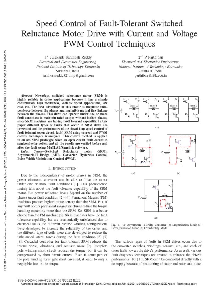 Speed Control Of Fault-Tolerant Switched Reluctance Motor Drive With ...