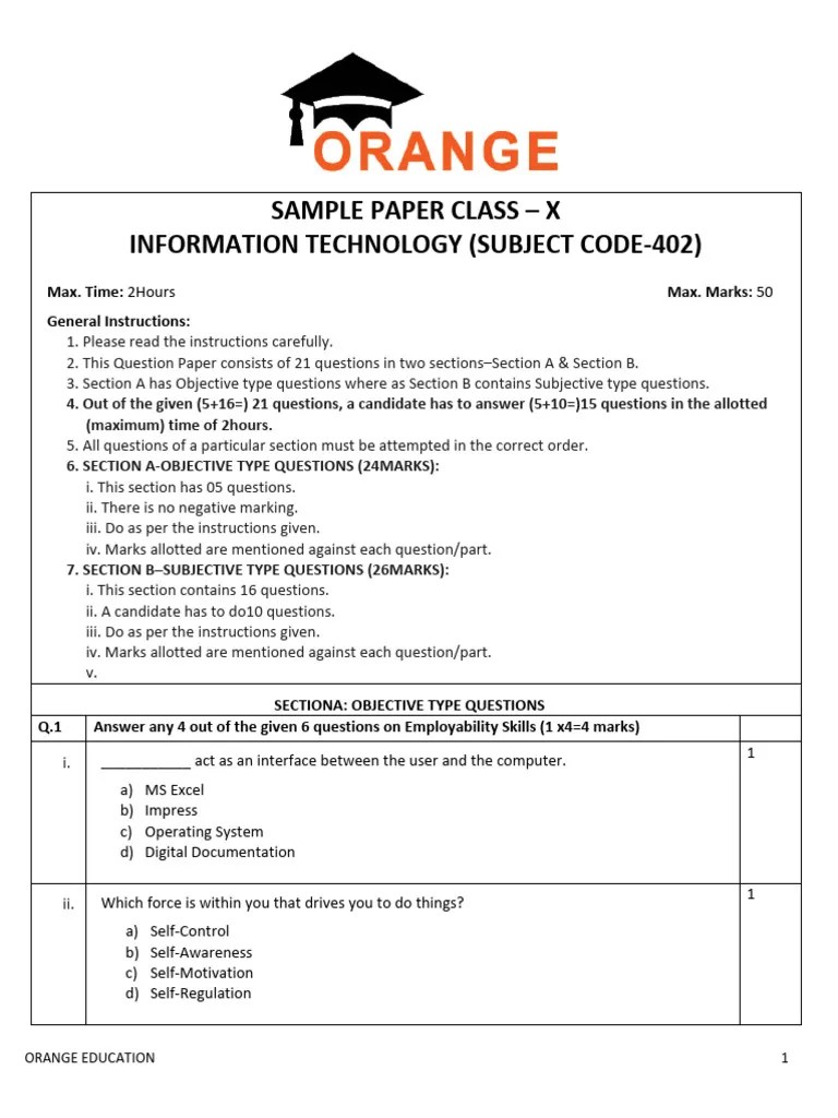 10th IT 402 Sample Paper | PDF | Databases | Computer Science