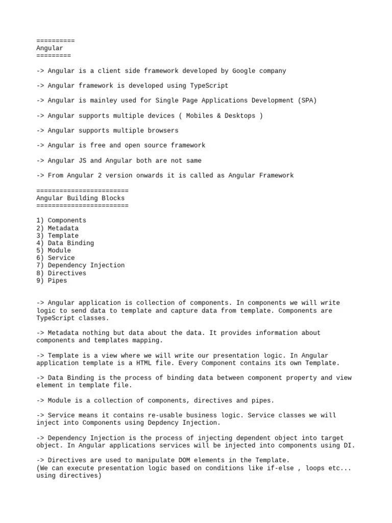 Angular Notes | PDF | Java Script | Document Object Model