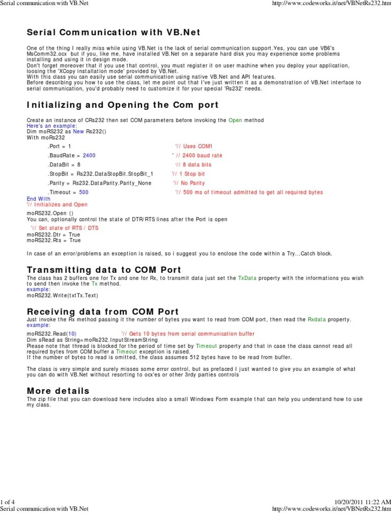 Serial Communication With VB | PDF | Computer Data | Computing