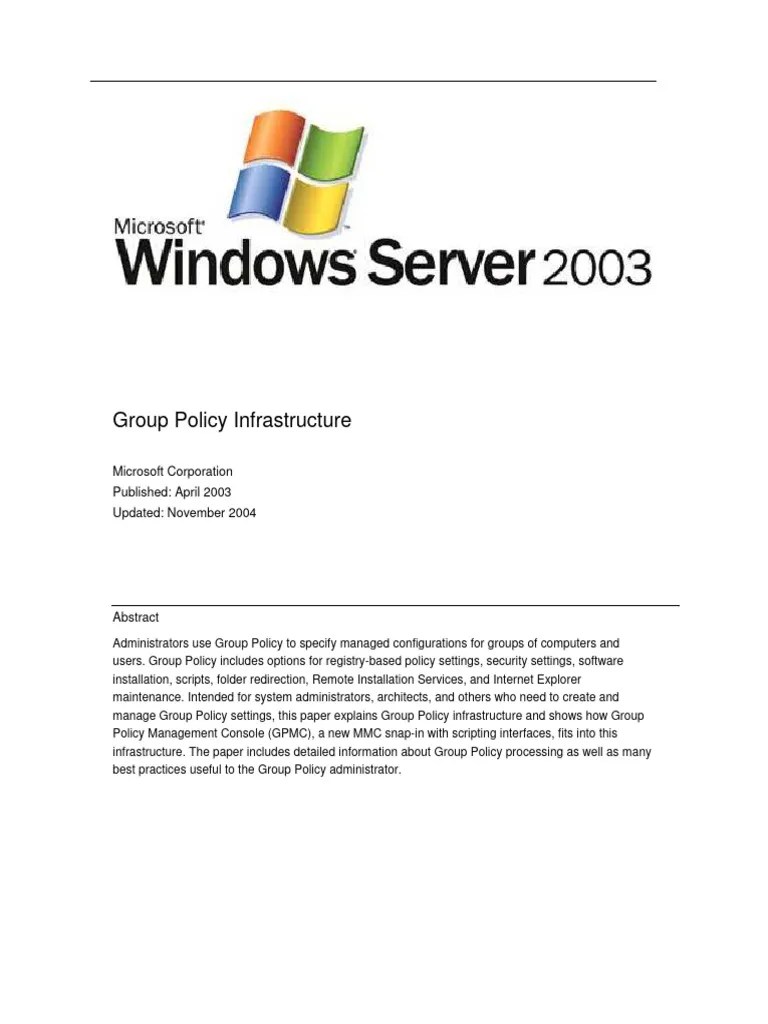 Group Policy Infrastructure | PDF | Group Policy | Active Directory