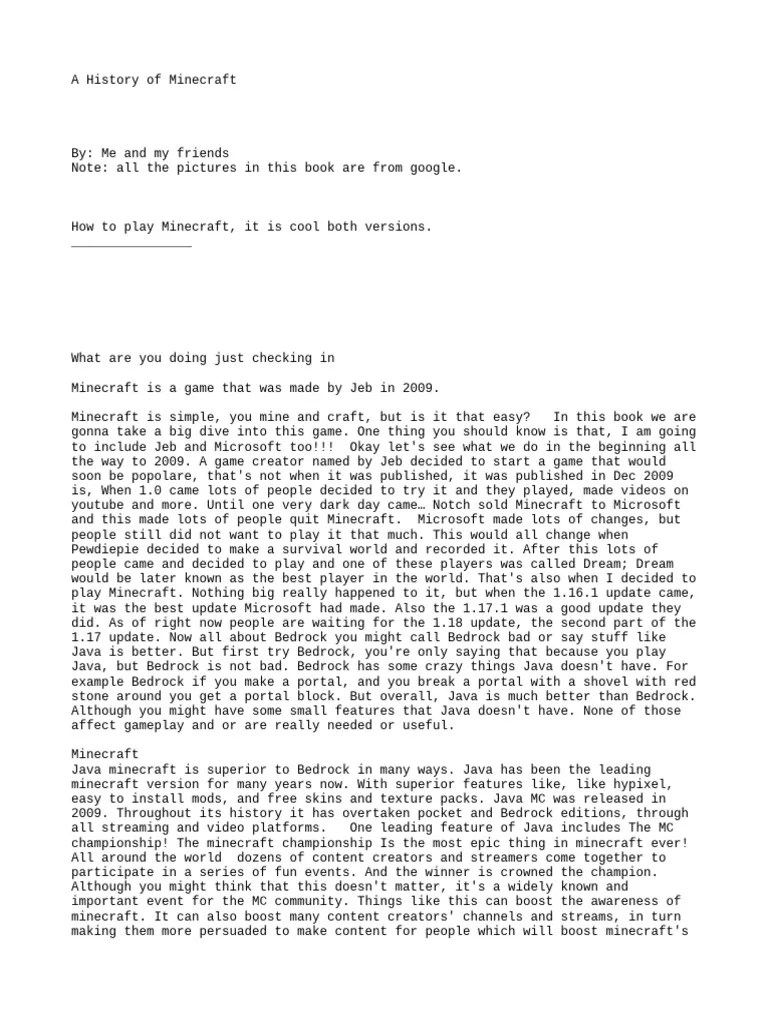 History Of Minecraft | Download Free PDF | Minecraft