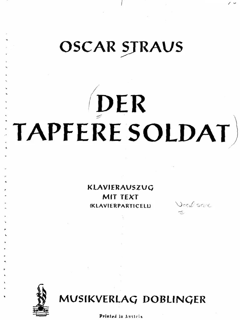 Operetta - Straus, Oscar - Chocolate Soldier, The - Vocal Score ...