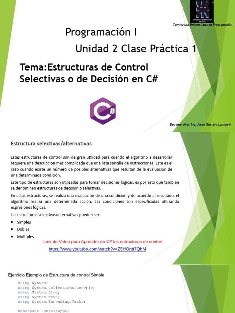 U2Clase1 Práctica | Descargar Gratis PDF | C Sharp (lenguaje De Programación) | Ingeniería ...