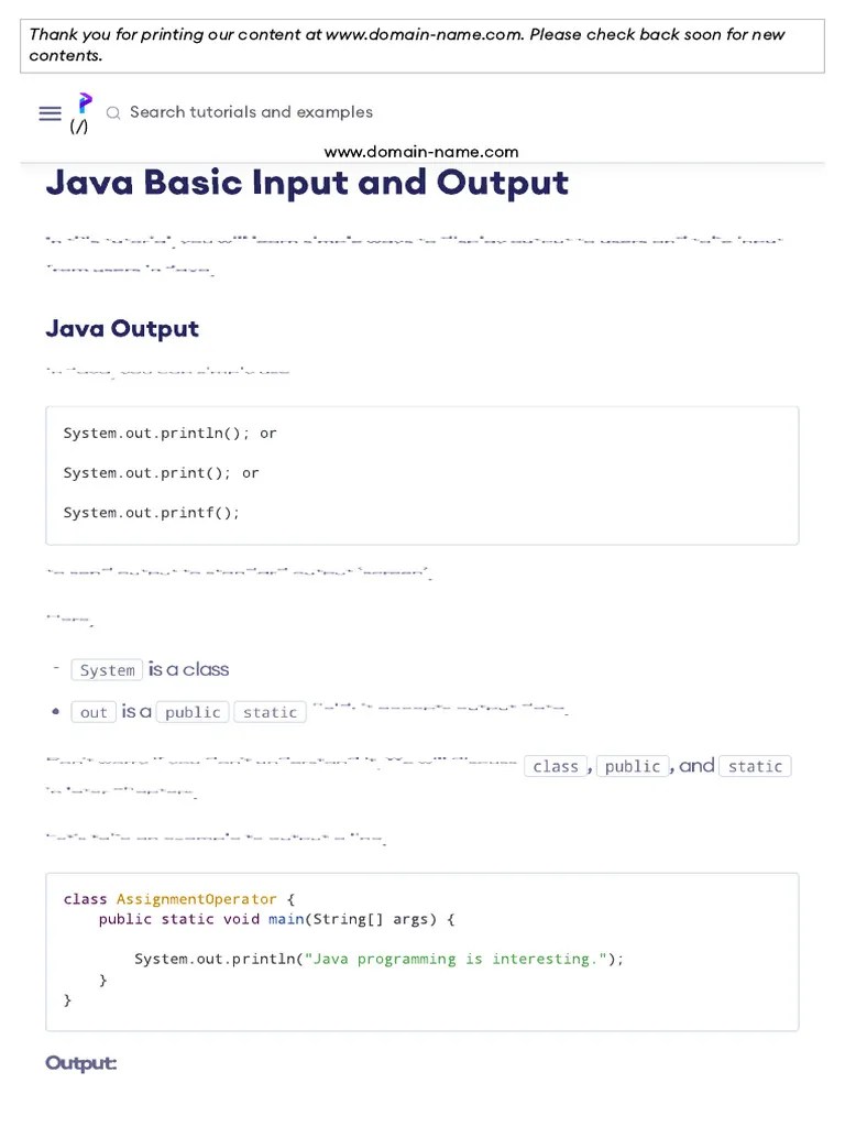 Java Basic Input And Output | PDF