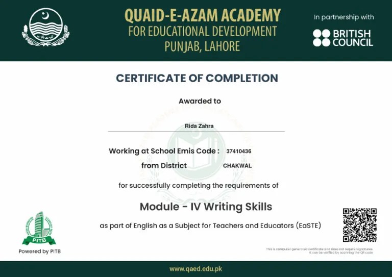 Certificate Module 4 | PDF