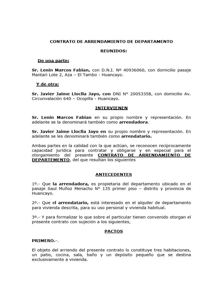 Modelo - Contrato Vivienda Alquiler | PDF | Ley Común | Consentimiento