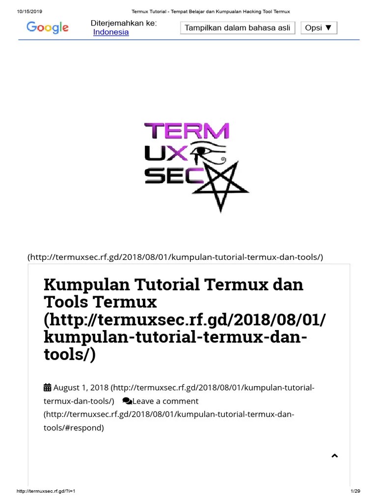 Termux Tutorial - Tempat Belajar Dan Kumpualan Hacking Tool Termux | PDF