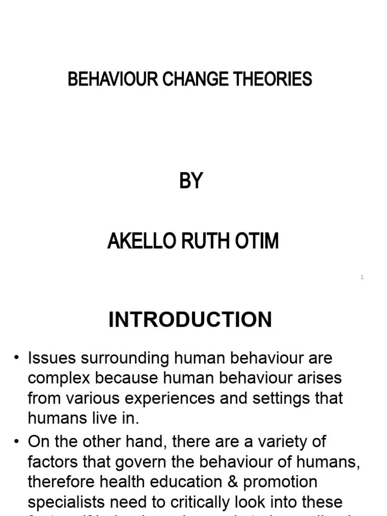 9 Behaviour Change Theories | PDF | Behavior | Intention