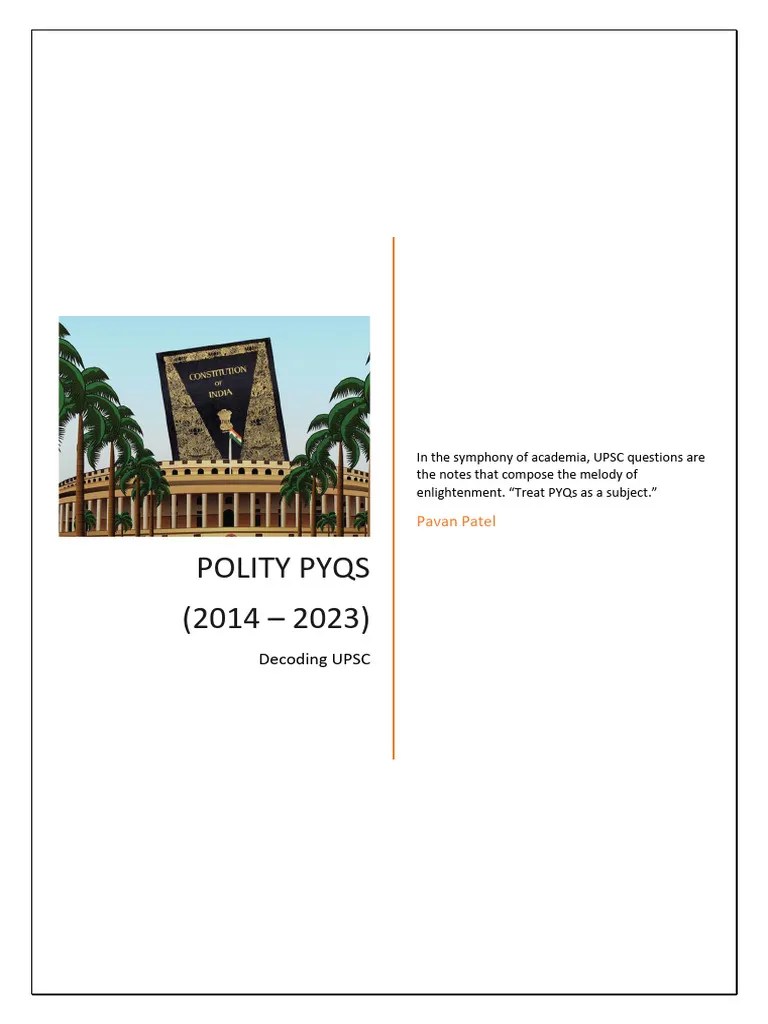 Polity PYQs (2014 - 2023) Decoding UPSC | PDF | Government Of India | Constitution