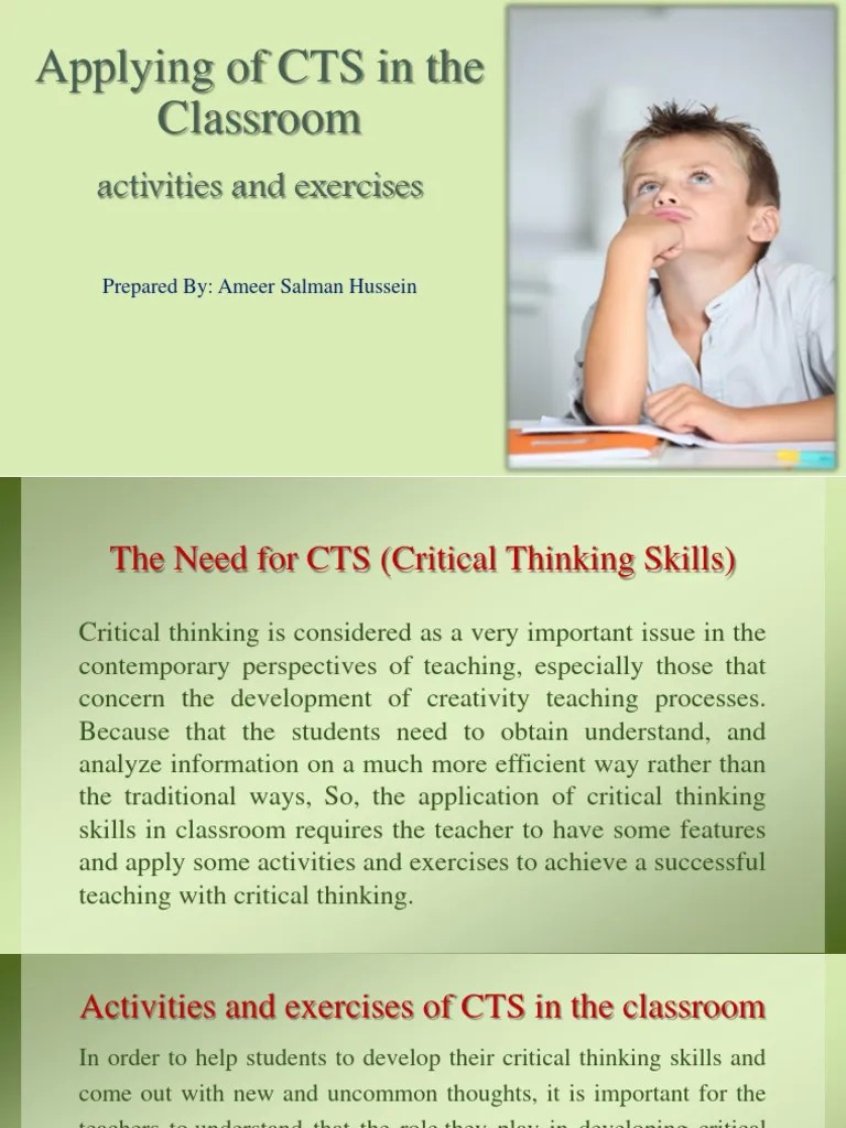 Applying Of Critical Thinking Skills In The Classroom | PDF | Critical ...