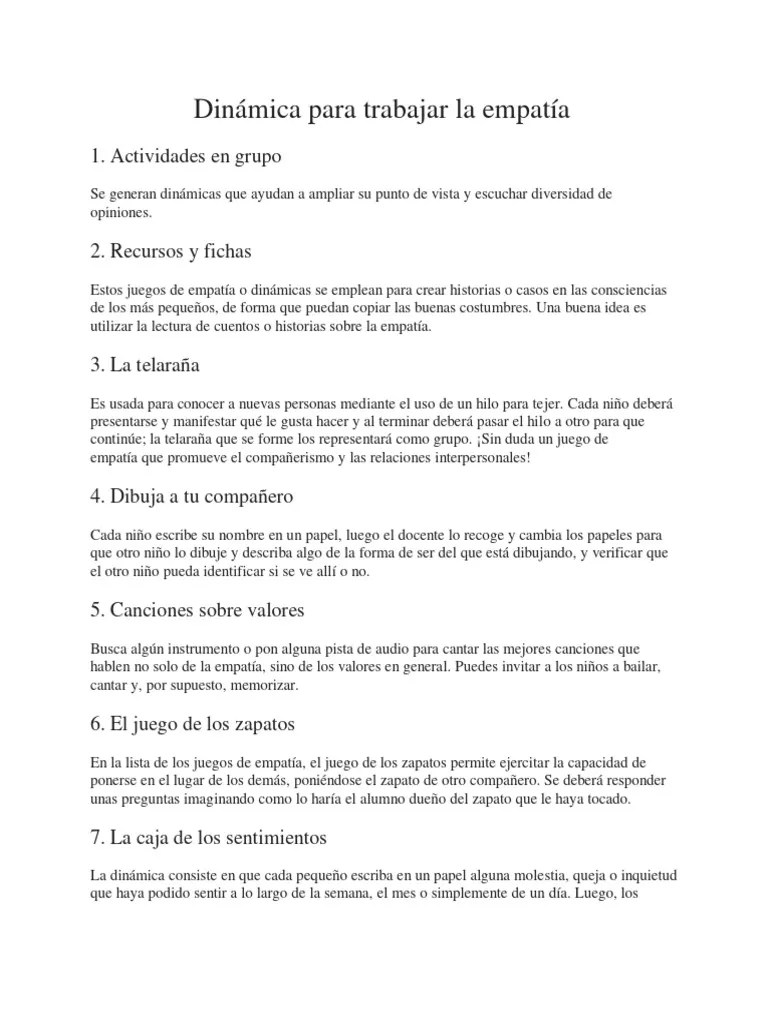 Dinámica Para Trabajar La Empatía | PDF | Empatía | Gratitud