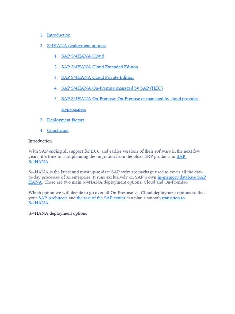SAP S4 Hana Deployment - New | PDF | Cloud Computing | Software Development