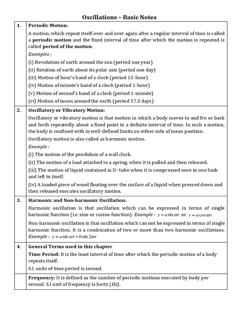 Oscillations Notes | PDF | Oscillation | Waves