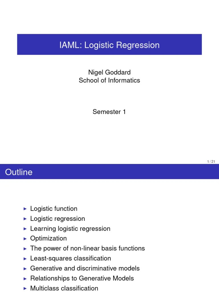 Week 4 Logistic | PDF | Statistical Classification | Logistic Regression