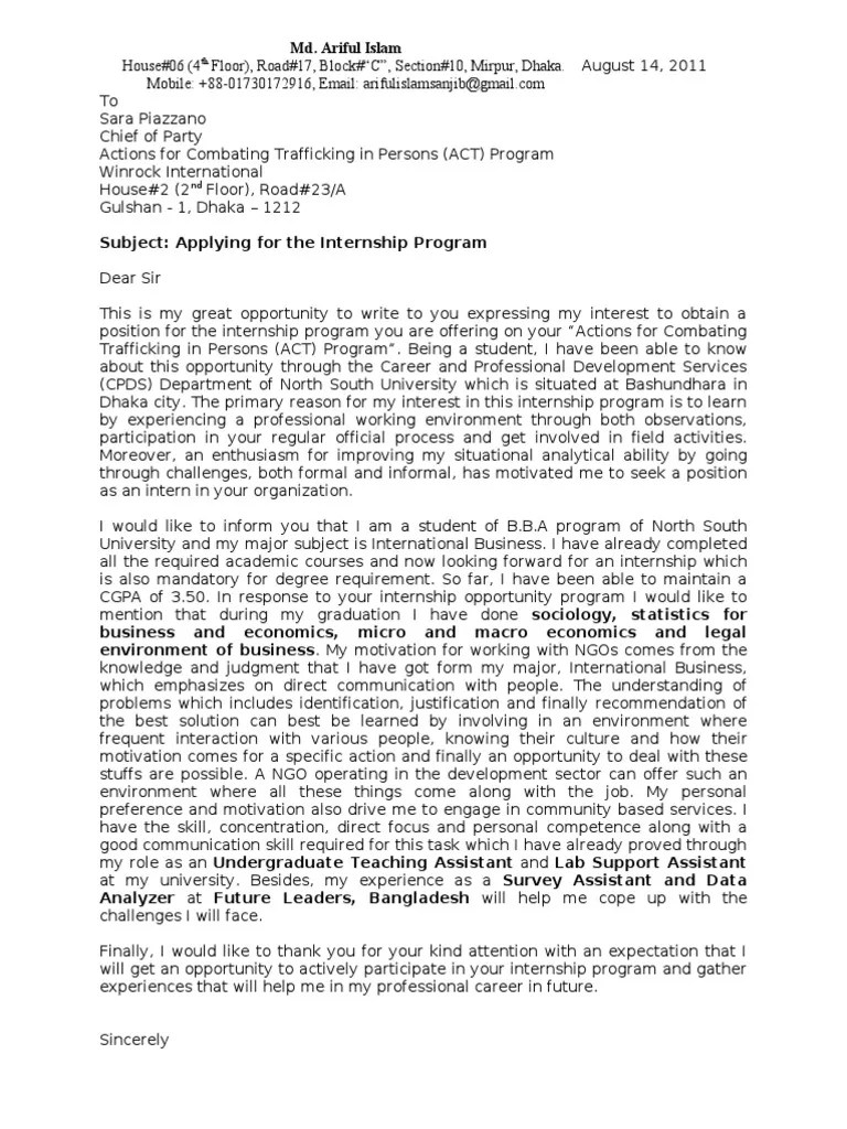 Cover Letter Sample Ngo Jobs A Cv Cover Letter