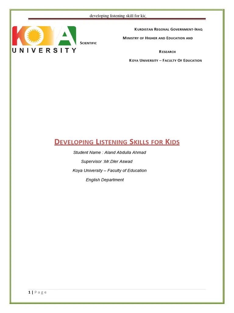 Developing Listening Skill For Kids | PDF | Reading Comprehension ...