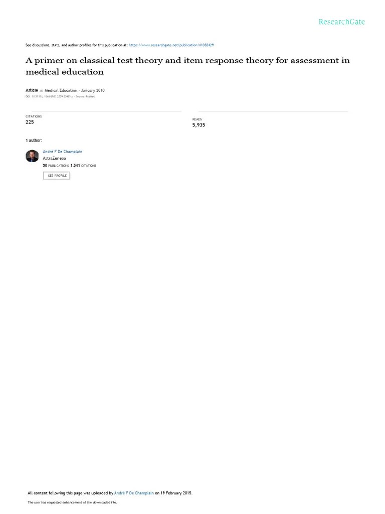 A_primer_on_classical_test_theory_and_item_respons | PDF | Evaluation ...