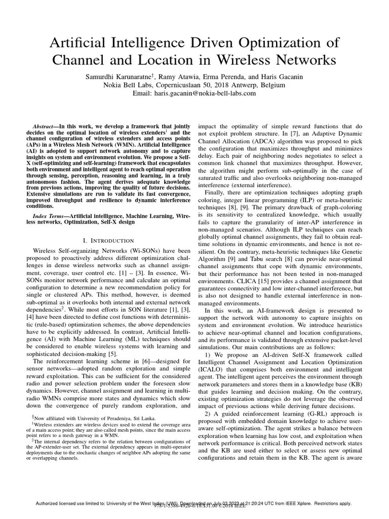 Artificial Intelligence Driven Optimization Of Channel And Location In ...