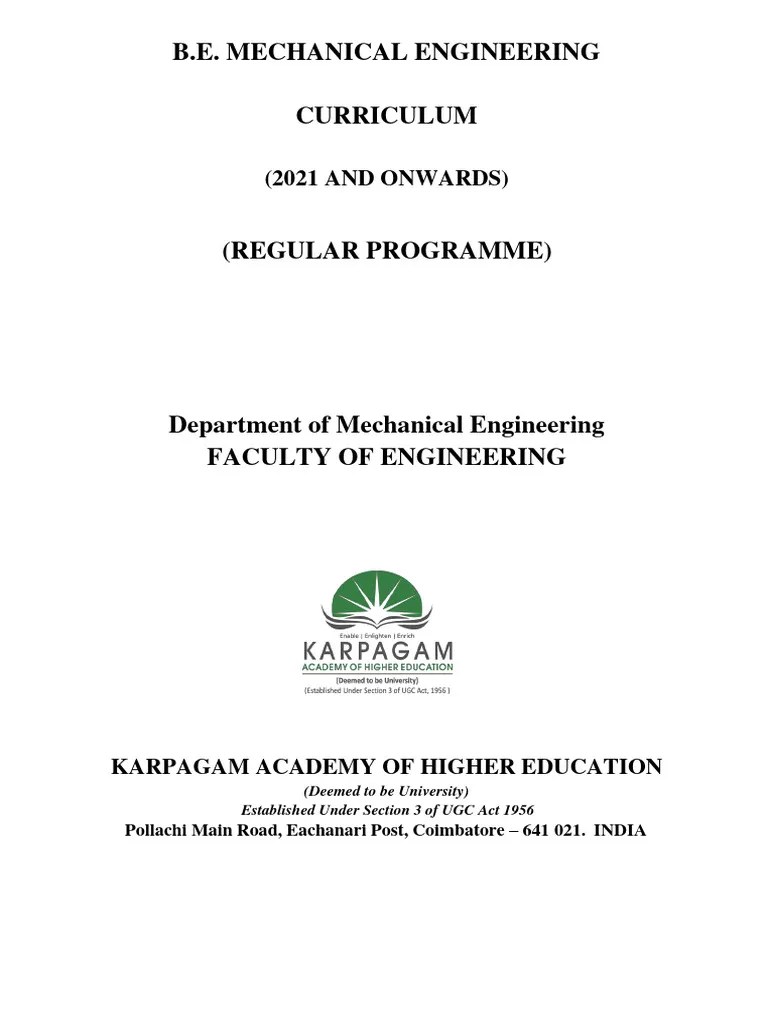 2021 FT Mechanical Engineering Curriculum Syllabus | Download Free PDF ...