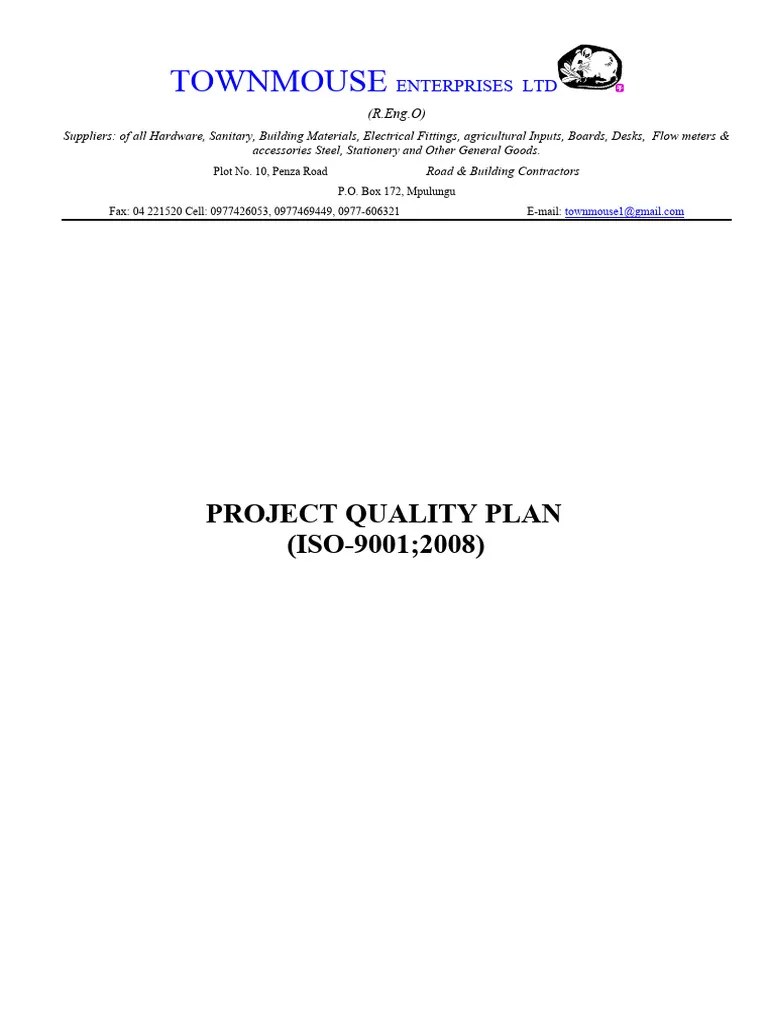 Project Quality Plan | PDF | Quality Assurance | Quality Management System